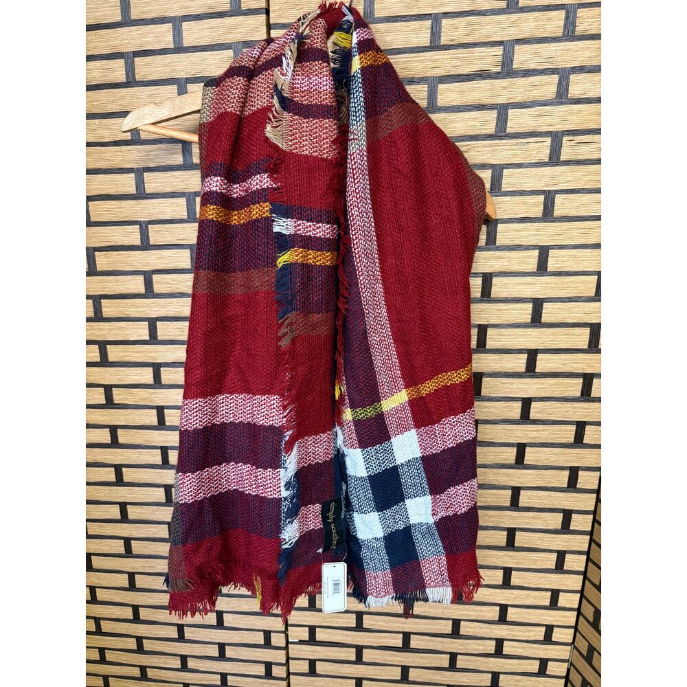 Simply Southern Burgundy And Navy Plaid Blanket Scarf‎